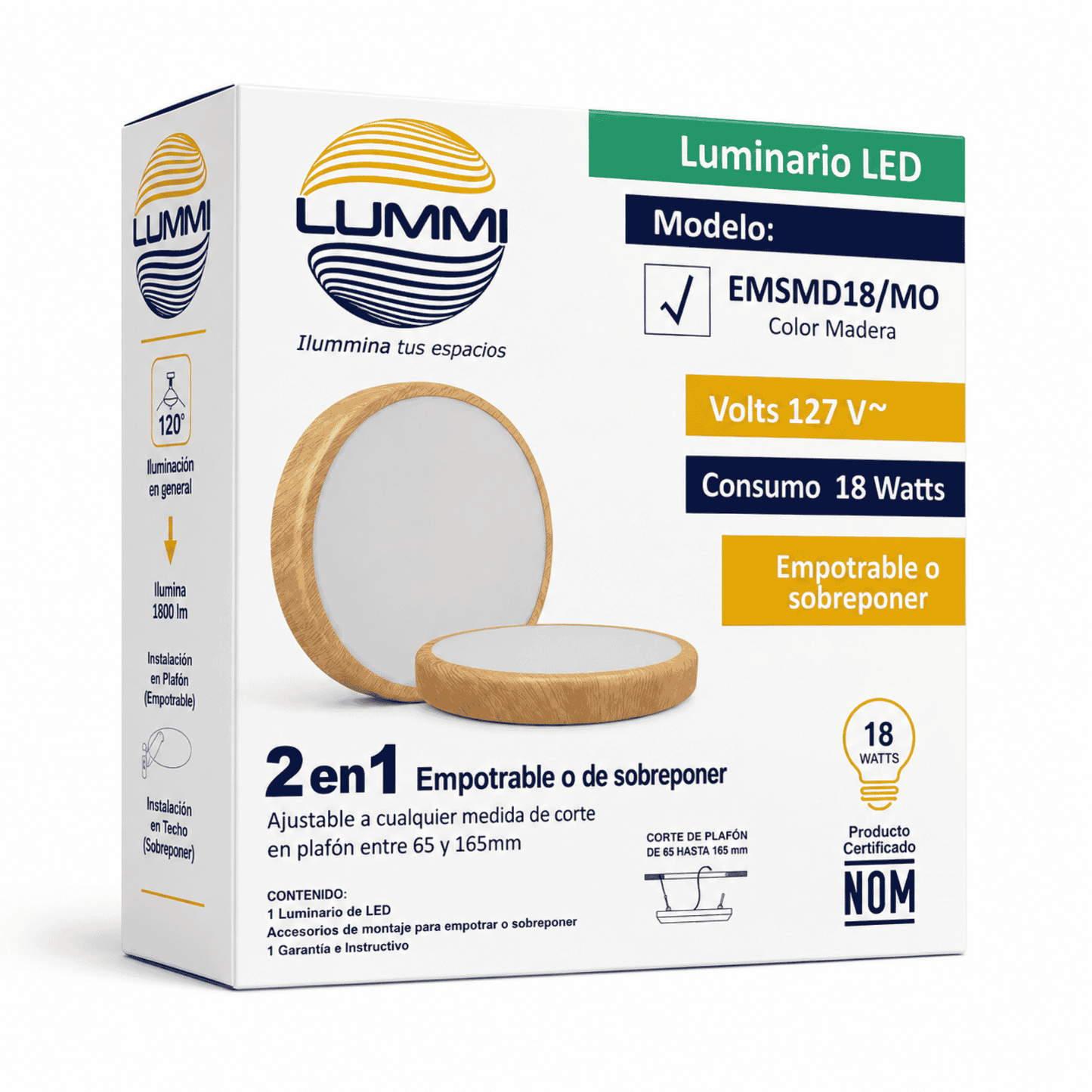 LÁMPARA 18W MADERA EMP/SOB