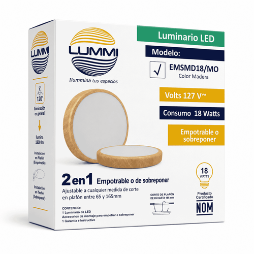 LÁMPARA 18W MADERA EMP/SOB