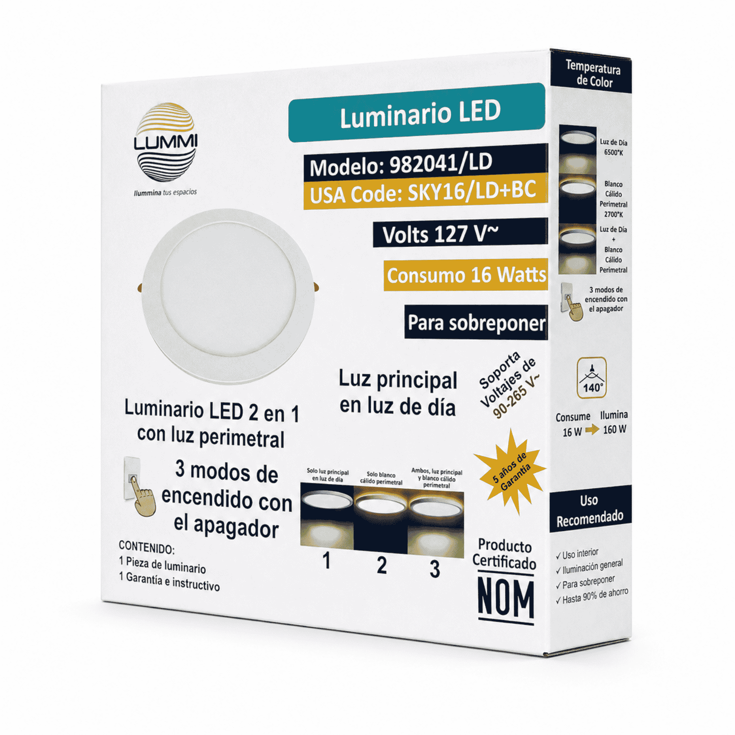 LÁMPARA CIRCULAR EMPOTRAR CÁLIDA 16W LMM