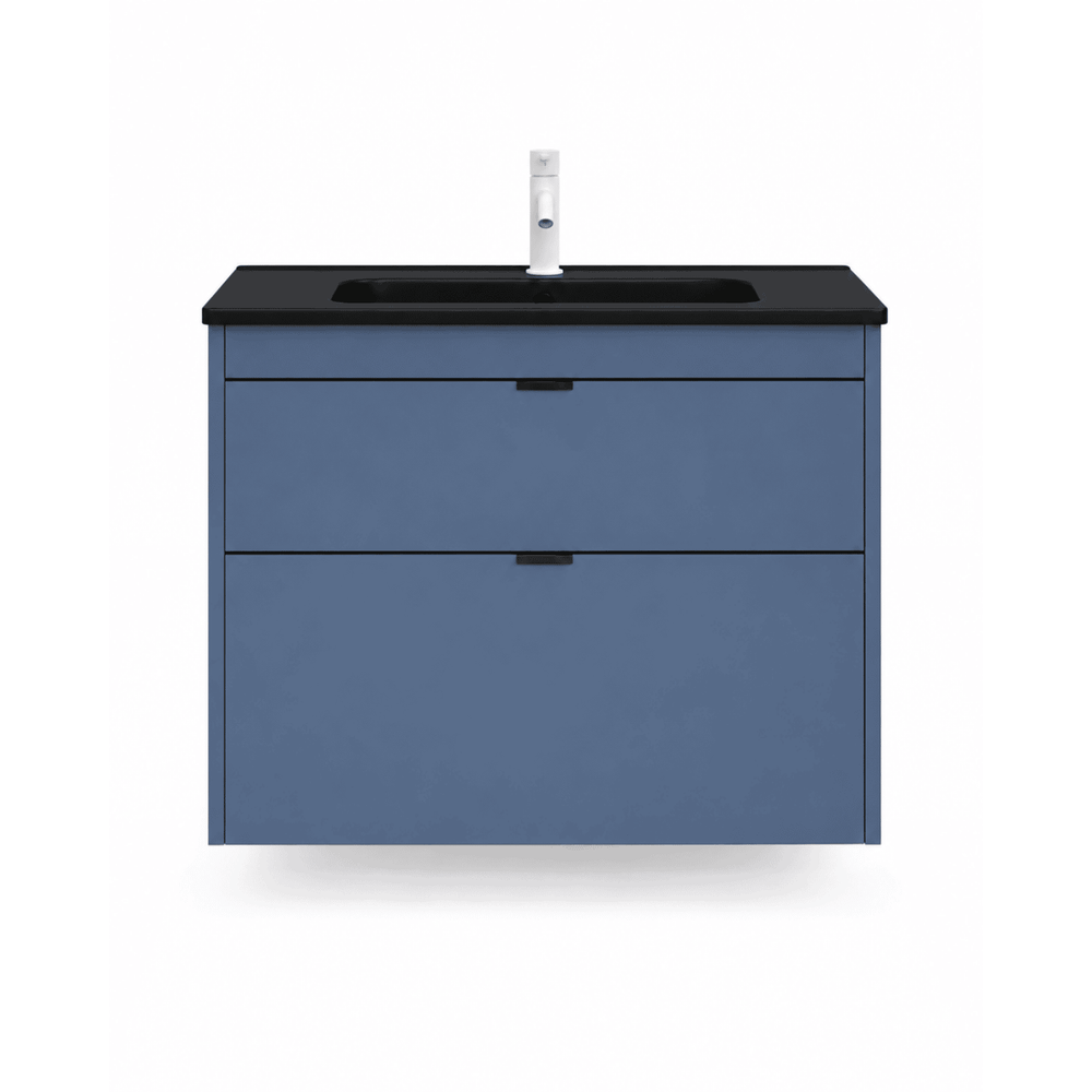 MUEBLE SPAZIO LACADO AZUL/MATE C/PLACA NEGRA