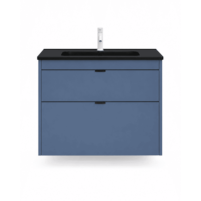 MUEBLE SPAZIO LACADO AZUL/MATE C/PLACA NEGRA