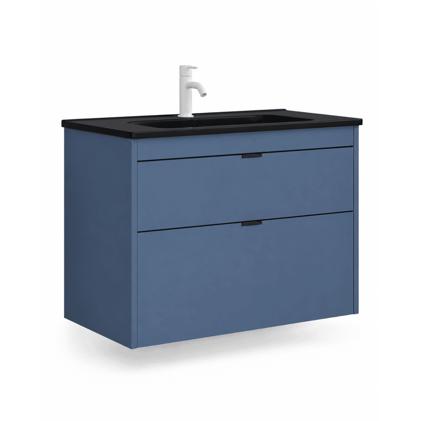 MUEBLE SPAZIO LACADO AZUL/MATE C/PLACA NEGRA