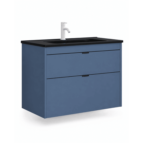 MUEBLE SPAZIO LACADO AZUL/MATE C/PLACA NEGRA