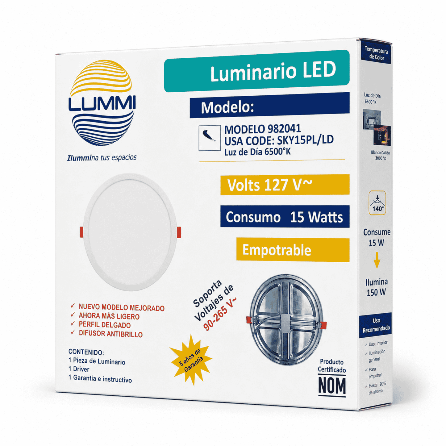 LÁMPARA 15W CIRCULAR AJUSTABLE BLANCA